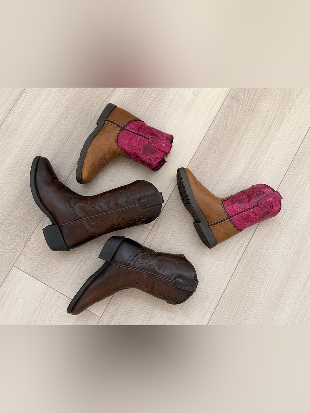 Ariat Shyanne Kids Boots Size 10 & 9D Brown Pink Western Bundle